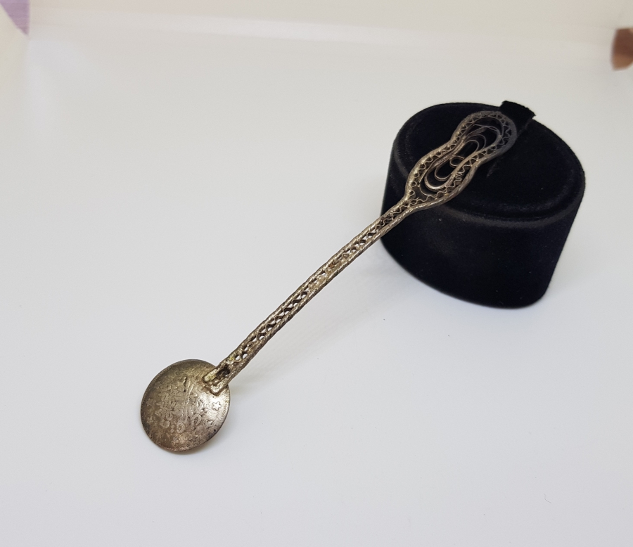 OSMANLI DÖNEMİ GÜMÜŞ KAPLAMA OSMANLI PARALI ÇAY KAŞIĞI