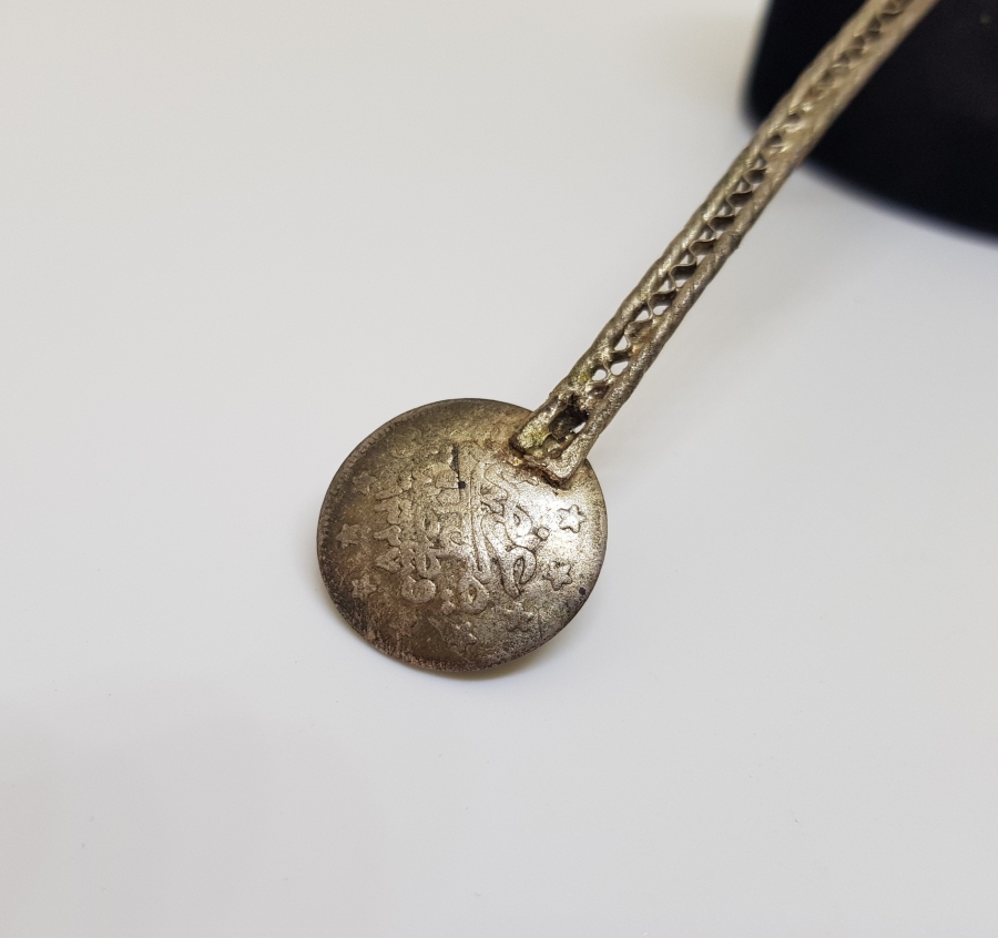 OSMANLI DÖNEMİ GÜMÜŞ KAPLAMA OSMANLI PARALI ÇAY KAŞIĞI