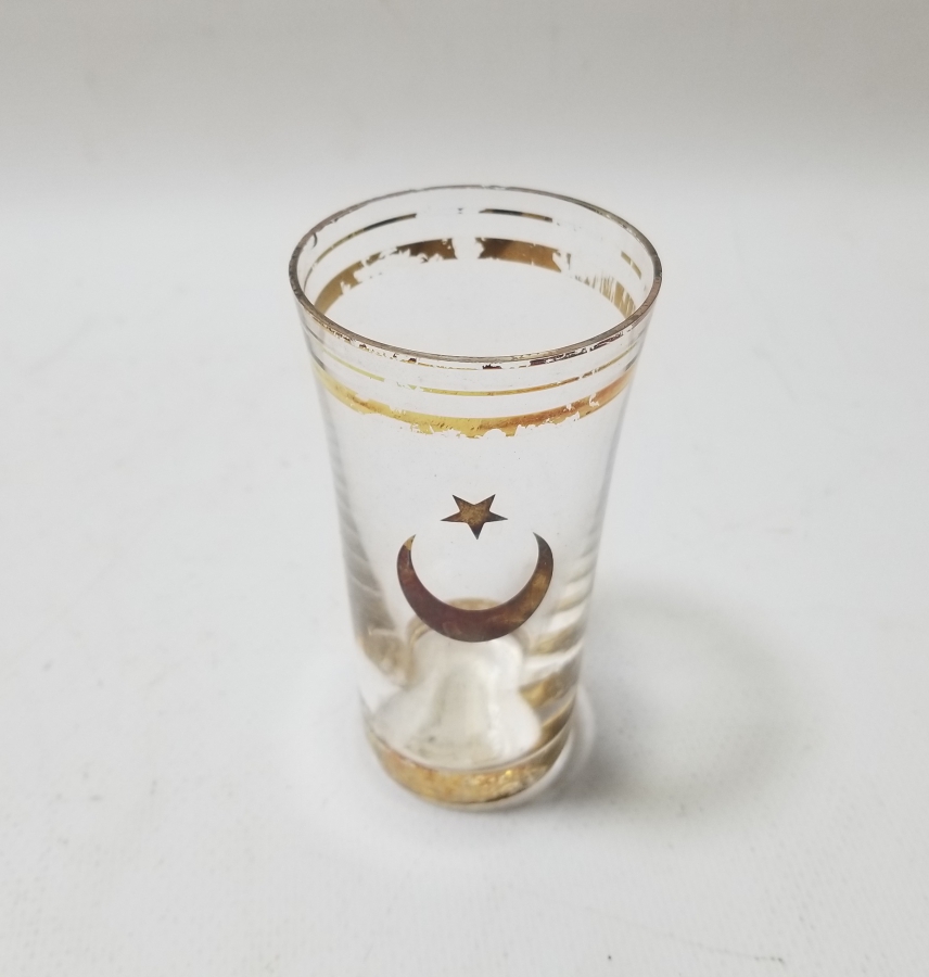 ÜZERİ AY YILDIZLI VE ALTIN VARAKLI NADİR RAKI BARDAĞI