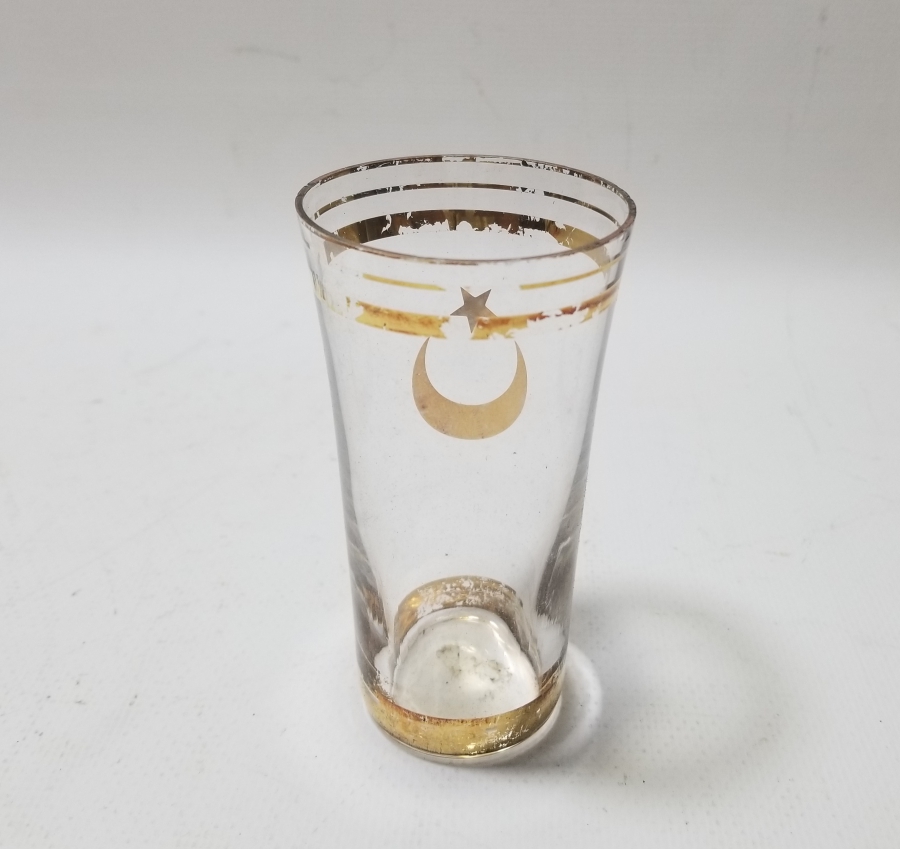 ÜZERİ AY YILDIZLI VE ALTIN VARAKLI NADİR RAKI BARDAĞI