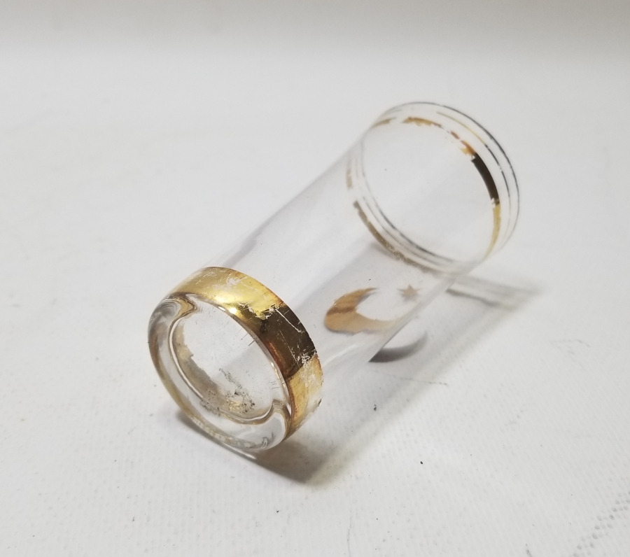 ÜZERİ AY YILDIZLI VE ALTIN VARAKLI NADİR RAKI BARDAĞI