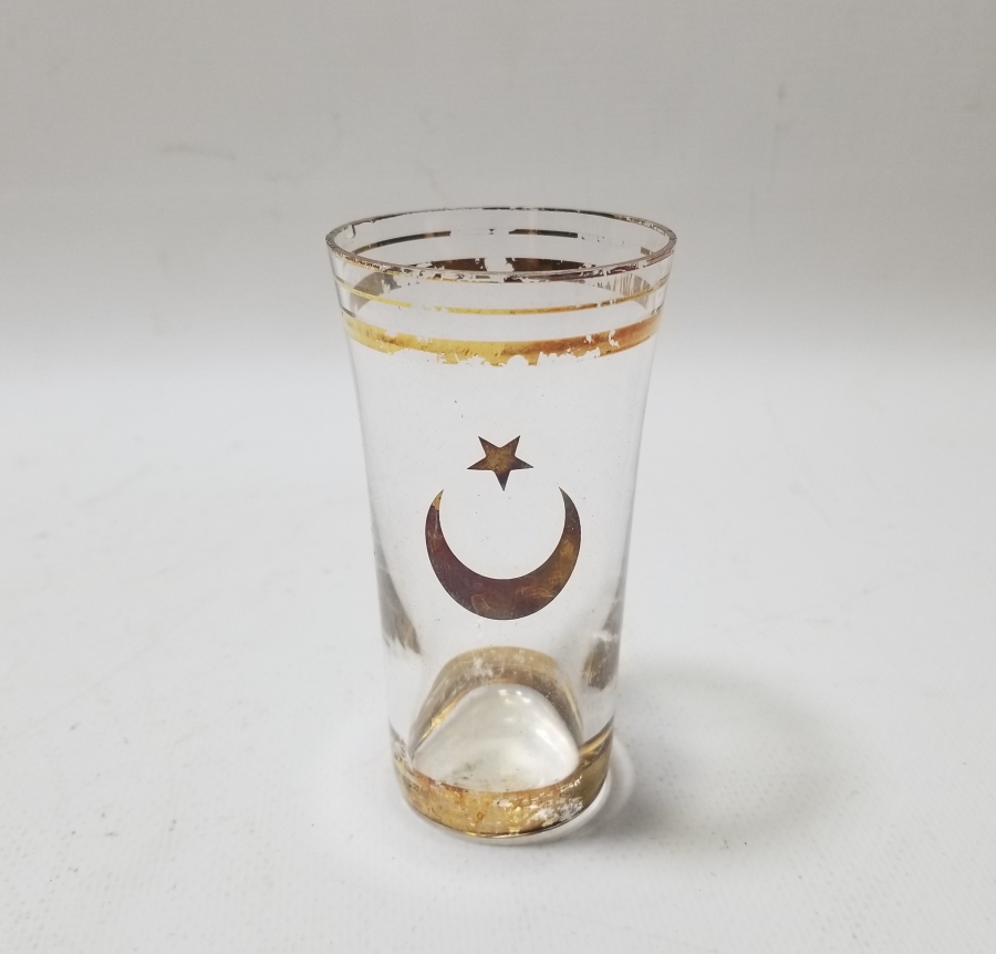 ÜZERİ AY YILDIZLI VE ALTIN VARAKLI NADİR RAKI BARDAĞI