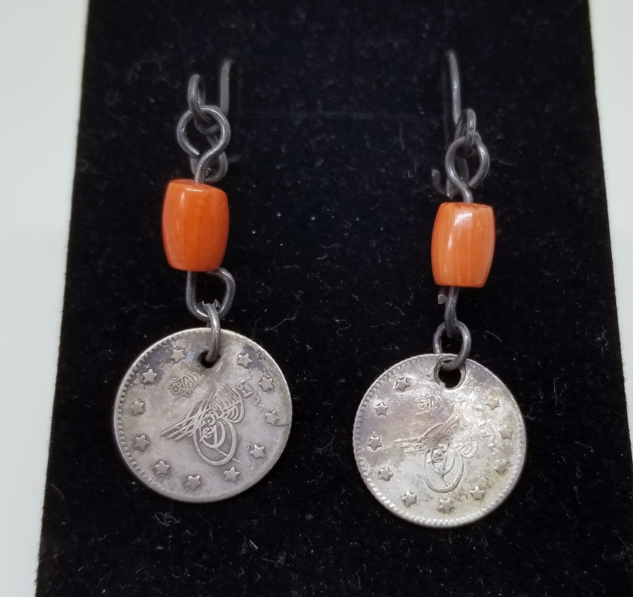 MERCANLI VE OSMANLI PARALI ÖZEL YAPIM GÜMÜŞ KÜPE