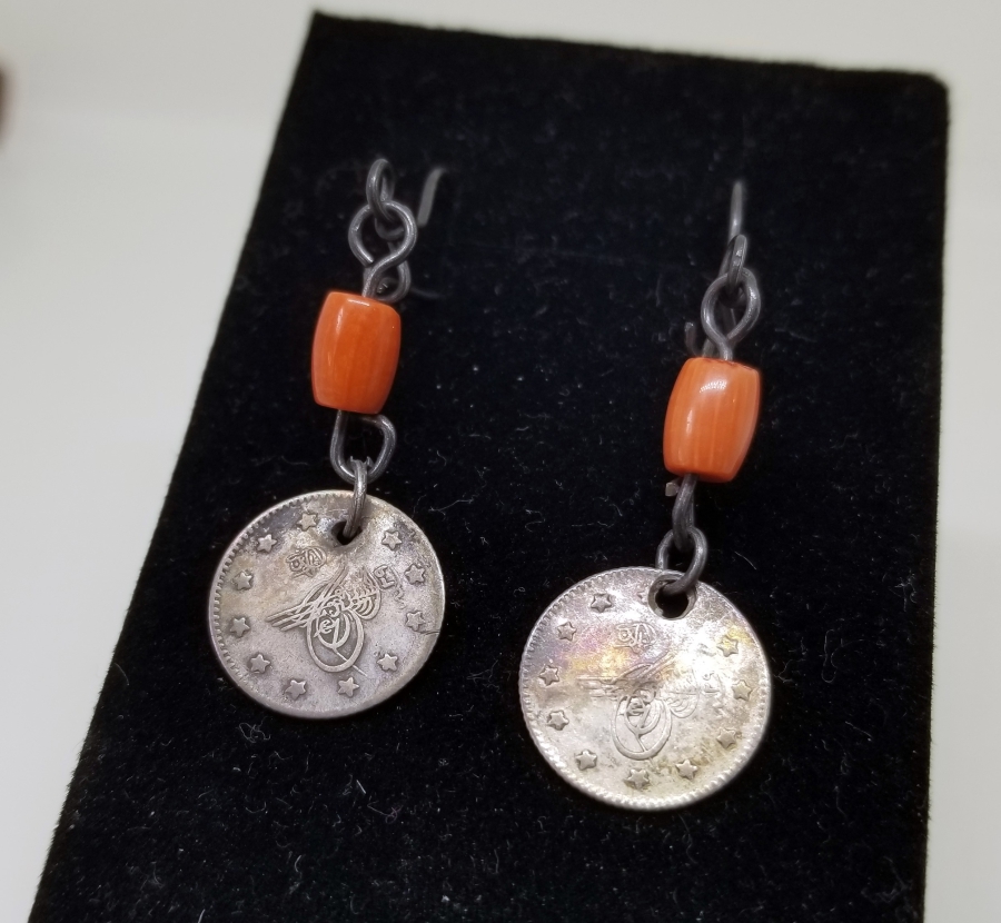 MERCANLI VE OSMANLI PARALI ÖZEL YAPIM GÜMÜŞ KÜPE