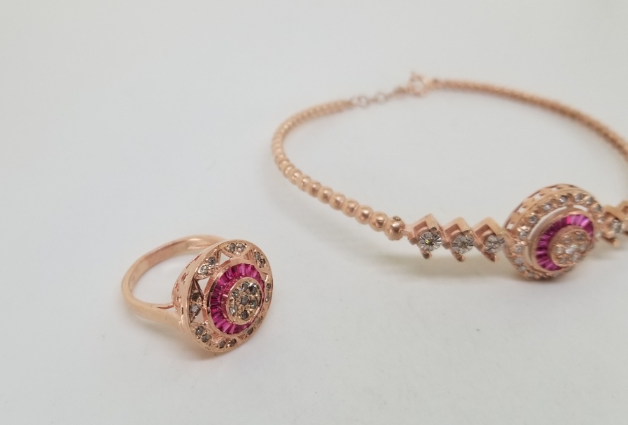 YAKUT TAŞLI ÖZEL YAPIM YÜZÜK BİLEKLİK TAKIMI