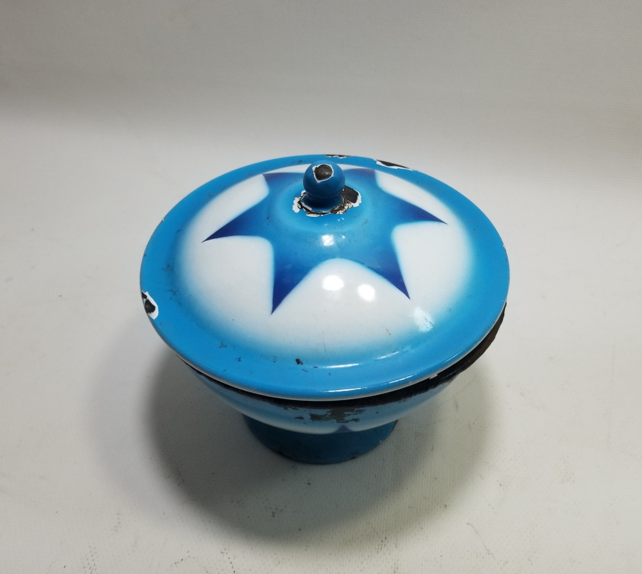 ÜZERİ ALTI KÖŞELİ OSMANLI YILDIZLI OSMANLI DÖNEMİ KAPAKLI EMAYE KASE