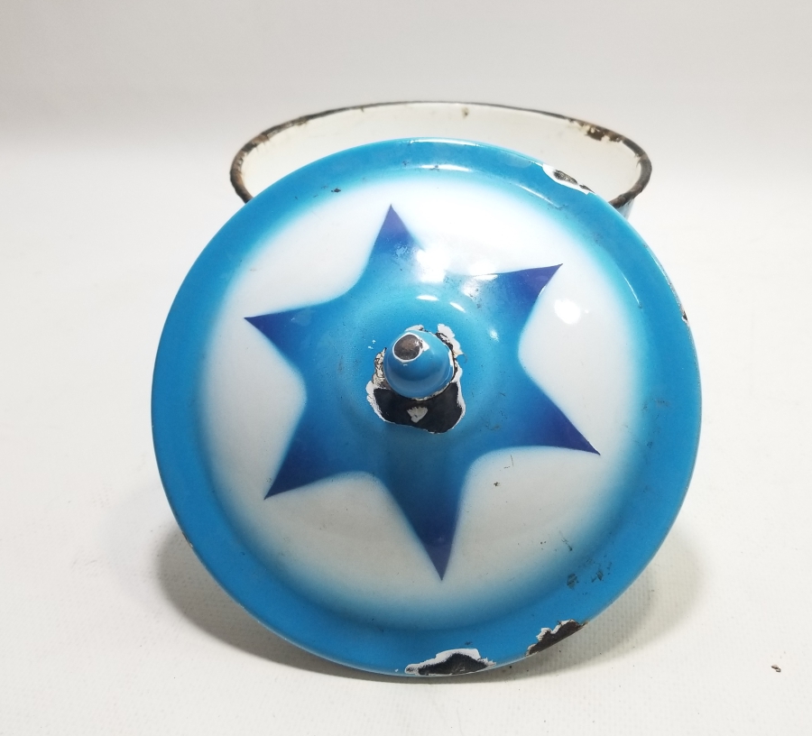 ÜZERİ ALTI KÖŞELİ OSMANLI YILDIZLI OSMANLI DÖNEMİ KAPAKLI EMAYE KASE