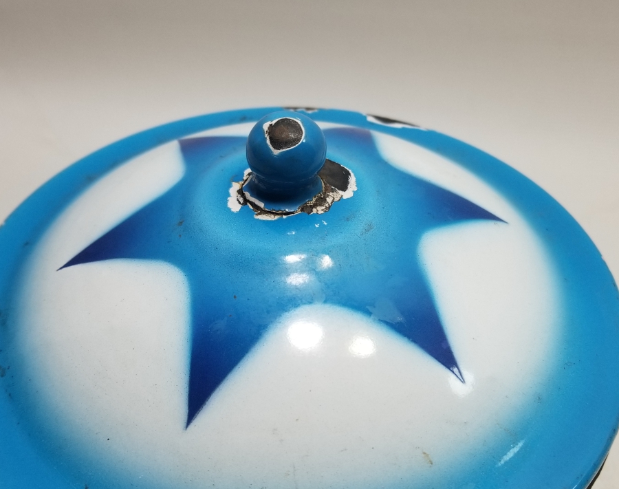 ÜZERİ ALTI KÖŞELİ OSMANLI YILDIZLI OSMANLI DÖNEMİ KAPAKLI EMAYE KASE