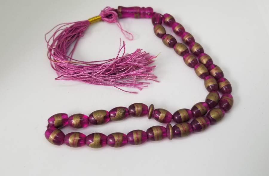 ÜZERİ ALTIN VARAKLI EL BOYAMA OSMANLI DÖNEMİ NADİR BEYKOZ TESPİH