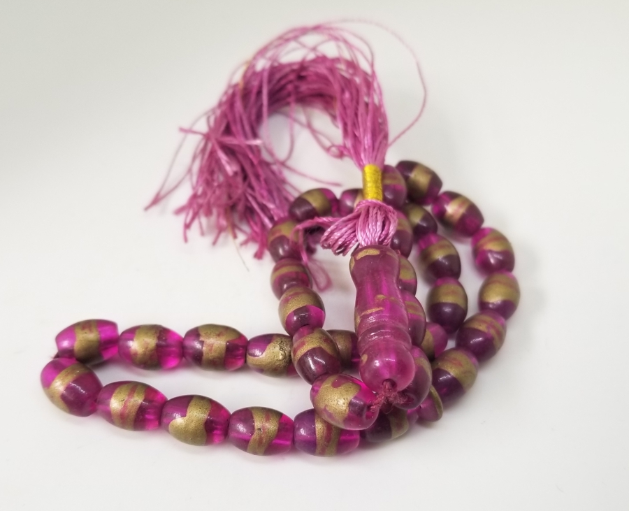 ÜZERİ ALTIN VARAKLI EL BOYAMA OSMANLI DÖNEMİ NADİR BEYKOZ TESPİH