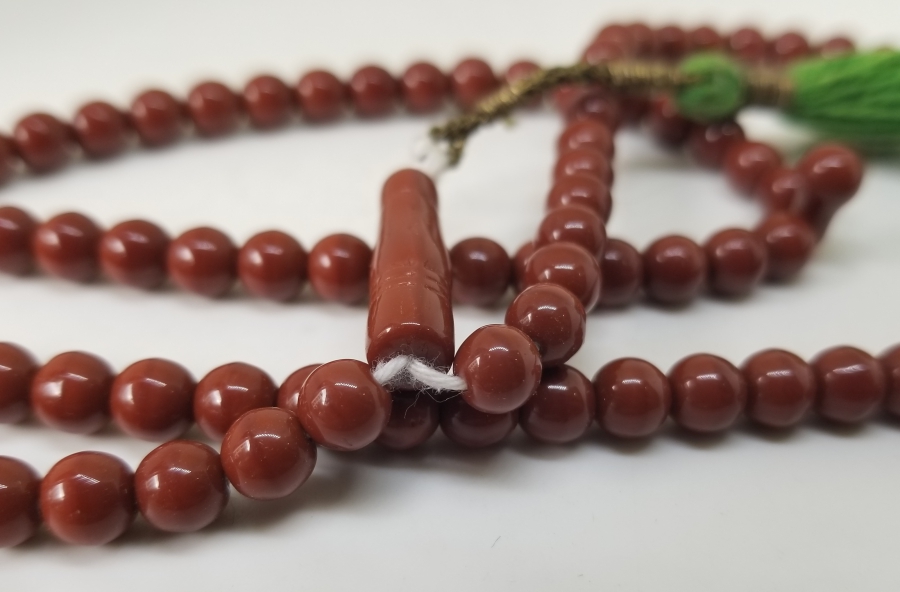 MERCANİ RENKTE OSMANLI DÖNEMİ 99LUK BEYKOZ NAMAZ TESPİHİ