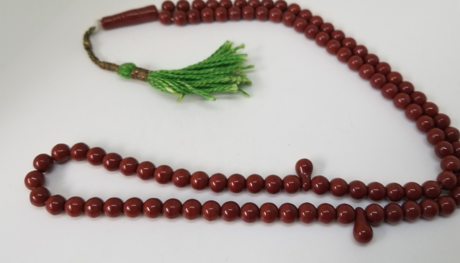 MERCANİ RENKTE OSMANLI DÖNEMİ 99LUK BEYKOZ NAMAZ TESPİHİ