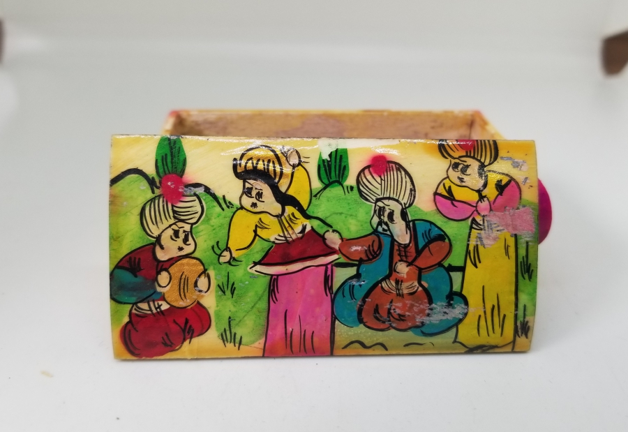 KEMİK ÜZERİ EL BOYAMA İŞÇİLİKLİ ÖZEL YAPIM KAPAKLI KUTU