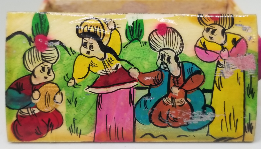 KEMİK ÜZERİ EL BOYAMA İŞÇİLİKLİ ÖZEL YAPIM KAPAKLI KUTU