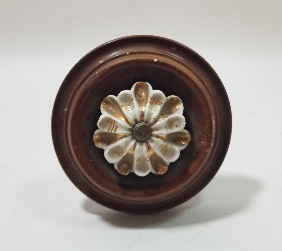 AHŞAP ÜZERİ ALTIN VERMEYLİ PORSELEN APLİKLİ OSMANLI DÖNEMİ NADİR KAPI KOLU