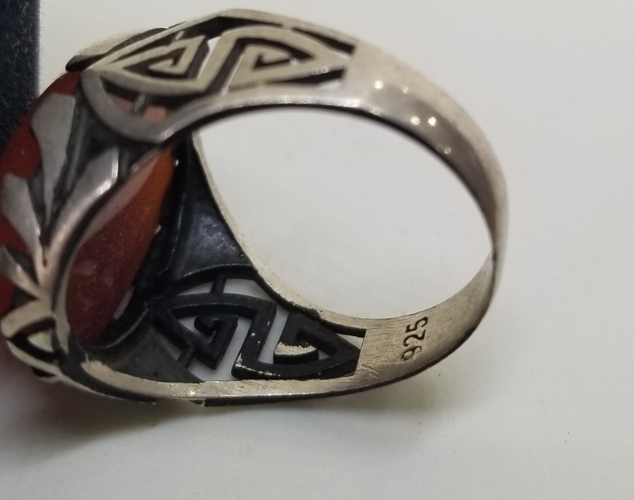 KABARTMA İŞÇİLİKLİ BAL AKİK GÜMÜŞ YÜZÜK