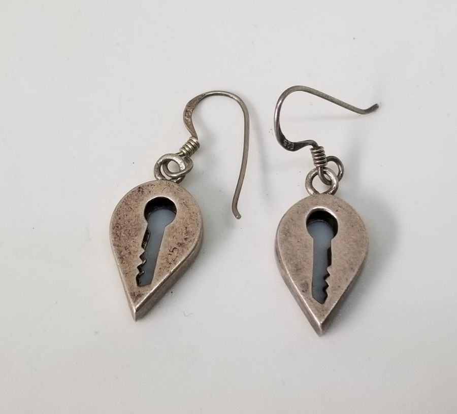 KİLİT FORMLU ÖZEL YAPIM GÜMÜŞ KÜPE