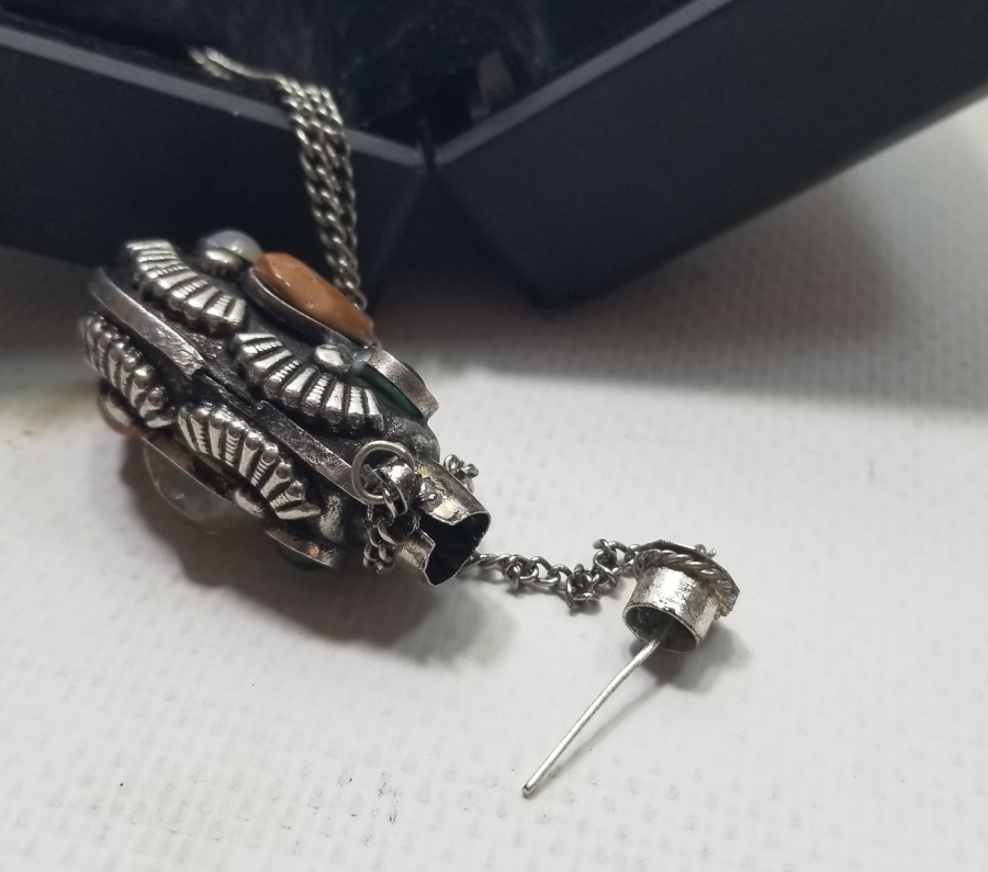 AKİK TAŞLI ANTİKA GÜMÜŞ KAPLAMA KOKULUK