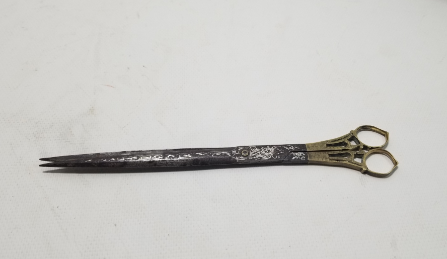 GÜMÜŞ ÇAKMA İŞÇİLİKLİ OSMANLI DÖNEMİ NADİR HATTAT MAKASI