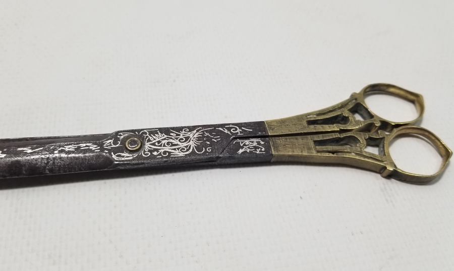 GÜMÜŞ ÇAKMA İŞÇİLİKLİ OSMANLI DÖNEMİ NADİR HATTAT MAKASI