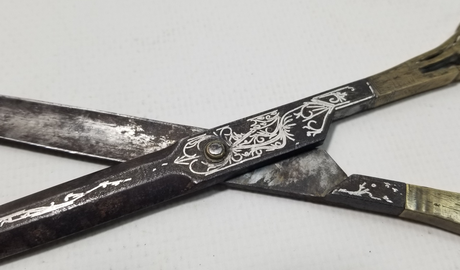 GÜMÜŞ ÇAKMA İŞÇİLİKLİ OSMANLI DÖNEMİ NADİR HATTAT MAKASI