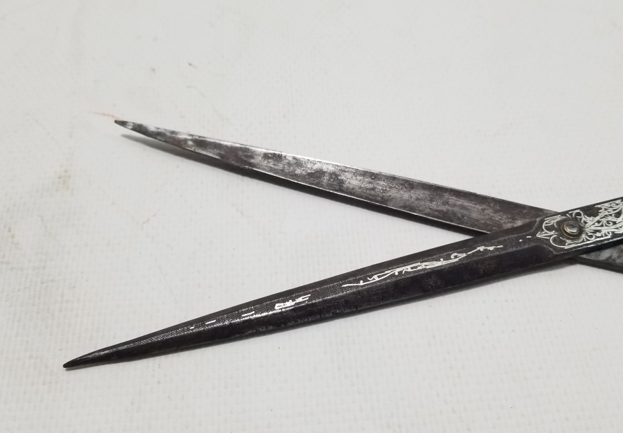 GÜMÜŞ ÇAKMA İŞÇİLİKLİ OSMANLI DÖNEMİ NADİR HATTAT MAKASI