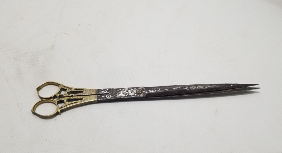 GÜMÜŞ ÇAKMA İŞÇİLİKLİ OSMANLI DÖNEMİ NADİR HATTAT MAKASI