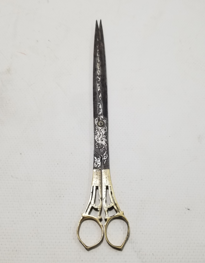 GÜMÜŞ ÇAKMA İŞÇİLİKLİ OSMANLI DÖNEMİ NADİR HATTAT MAKASI