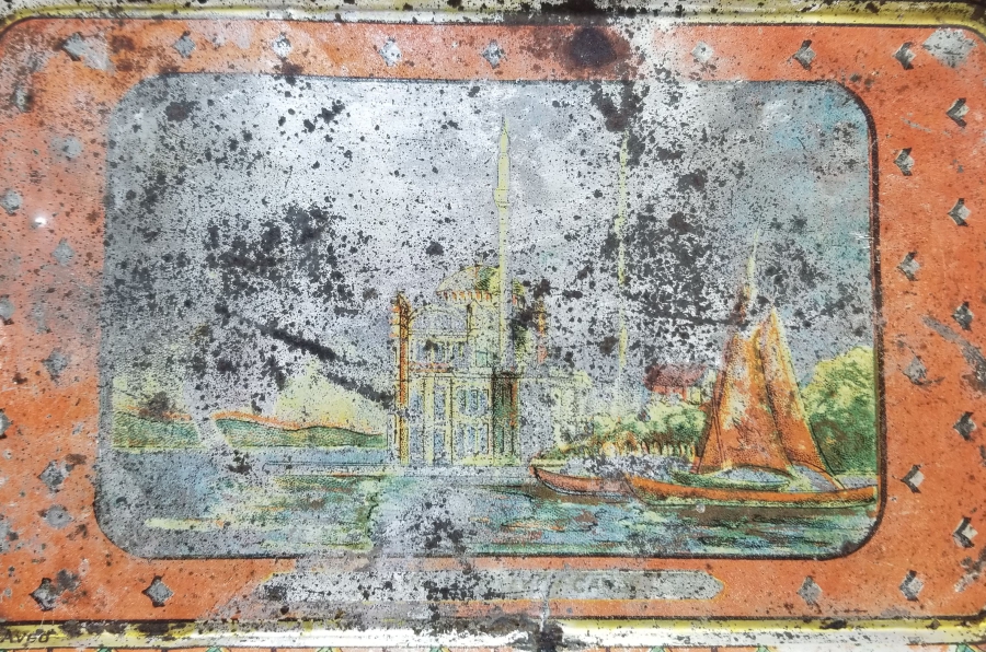 OSMANLI DÖNEMİ ORTAKÖY CAMİ GÖRSELLİ NADİR KAHVE TEPSİSİ