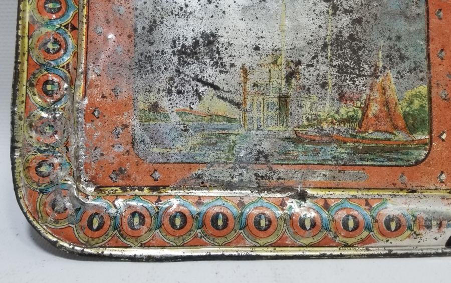 OSMANLI DÖNEMİ ORTAKÖY CAMİ GÖRSELLİ NADİR KAHVE TEPSİSİ