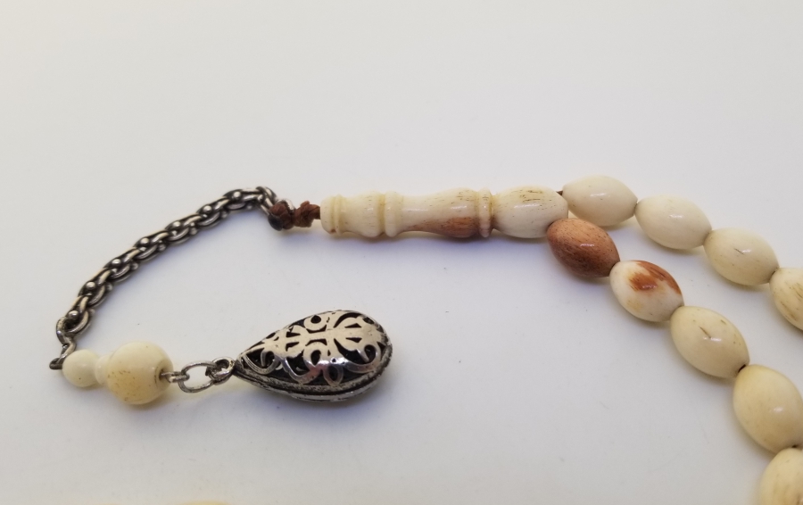 GÜMÜŞ PÜSKÜLLÜ ANTİKA DEVE KEMİĞİ TESPİH