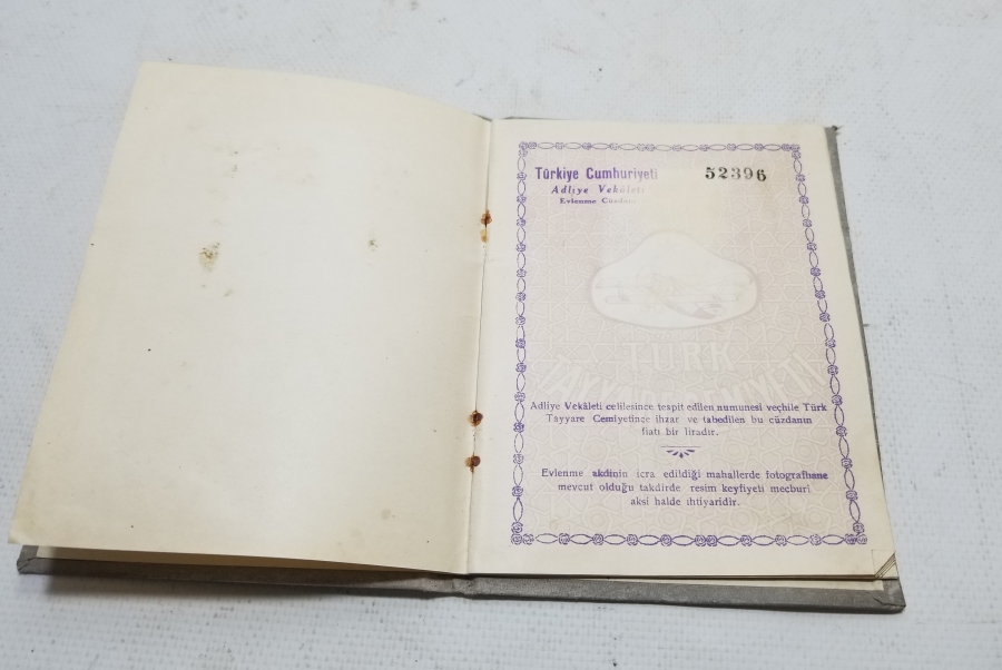 CUMHURİYET BAŞLARI ANTİKA EVLENME CÜZDANI