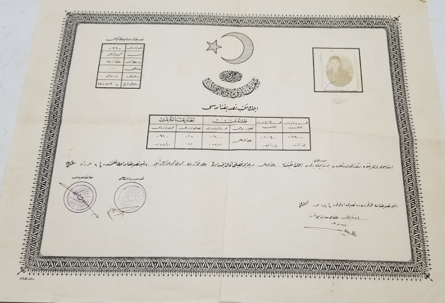 CUMHURİYET BAŞLARI OSMANLICA YAZILI NADİR İLKOKUL DİPLOMASI