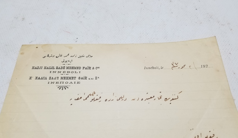 RUMCA VE OSMANLICA YAZILI EL YAZMA TİCARİ YAZIŞMA