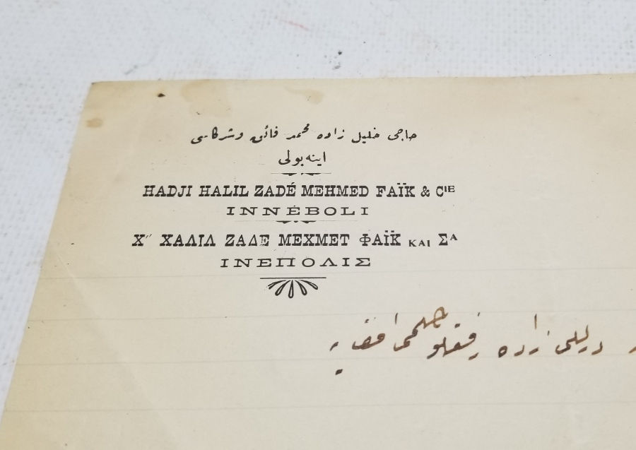 RUMCA VE OSMANLICA YAZILI EL YAZMA TİCARİ YAZIŞMA