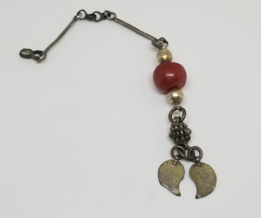 OSMANLI DÖNEMİ KEHRİBAR TAŞLI GÜMÜŞ TESPİH PÜSKÜLÜ