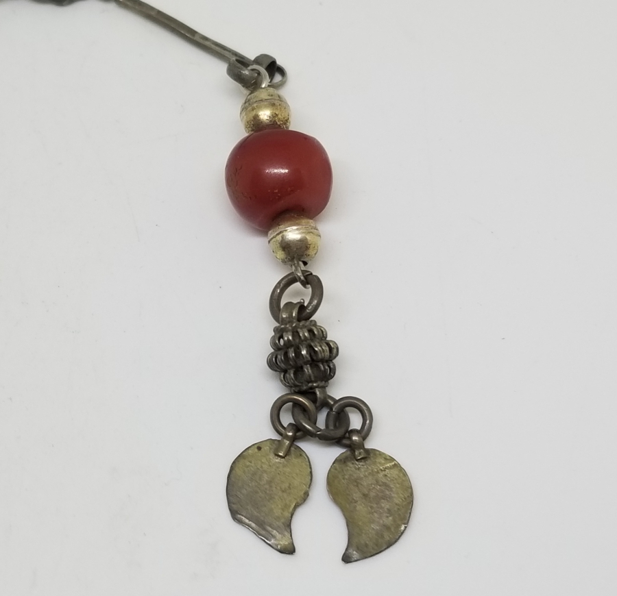 OSMANLI DÖNEMİ KEHRİBAR TAŞLI GÜMÜŞ TESPİH PÜSKÜLÜ