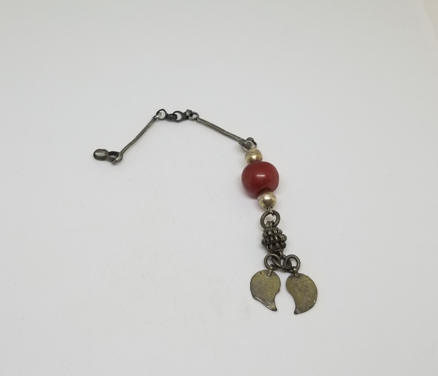 OSMANLI DÖNEMİ KEHRİBAR TAŞLI GÜMÜŞ TESPİH PÜSKÜLÜ