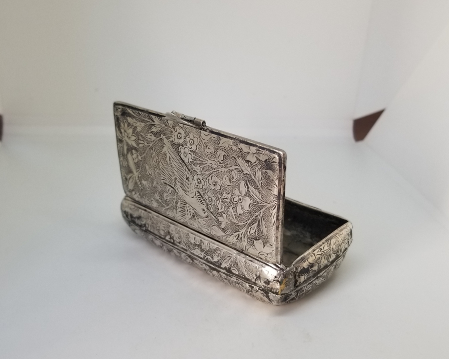 OSMANLI DÖNEMİ KALEM İŞÇİLİKLİ GÜMÜŞ SİGARA TABAKASI