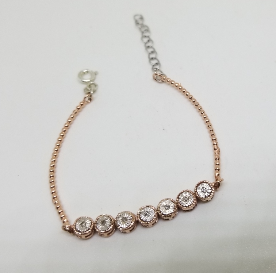 ALTIN KAPLAMA PIRLANTA TAŞLI SU YOLU BİLEKLİK