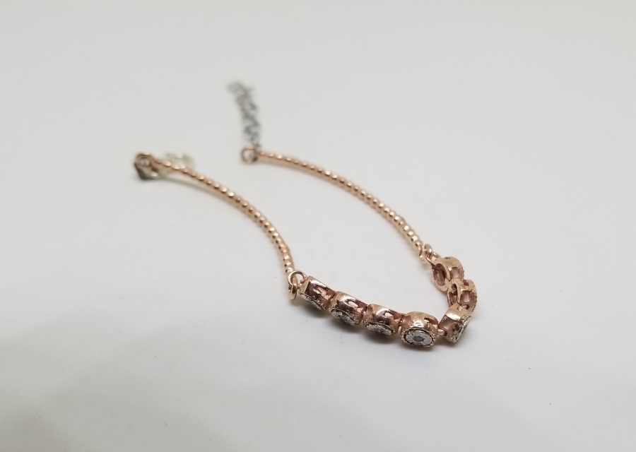 ALTIN KAPLAMA PIRLANTA TAŞLI SU YOLU BİLEKLİK