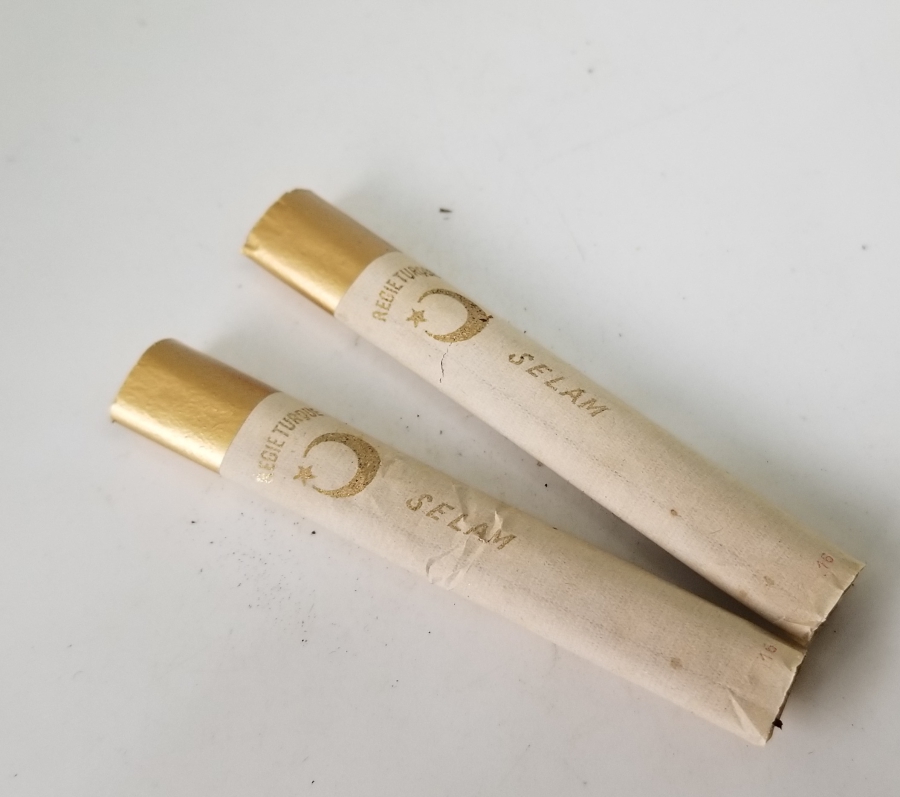 OSMANLI DÖNEMİ ALTIN VARAKLI KAĞITLI 2 ADET SİGARA