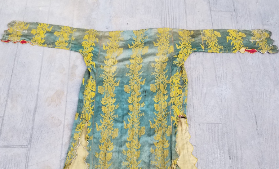 OSMANLI DÖNEMİ İPEK ELMASİYE HEREKE DOKUMASI GELİN ÜÇETEĞİ