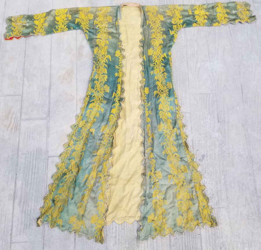 OSMANLI DÖNEMİ İPEK ELMASİYE HEREKE DOKUMASI GELİN ÜÇETEĞİ