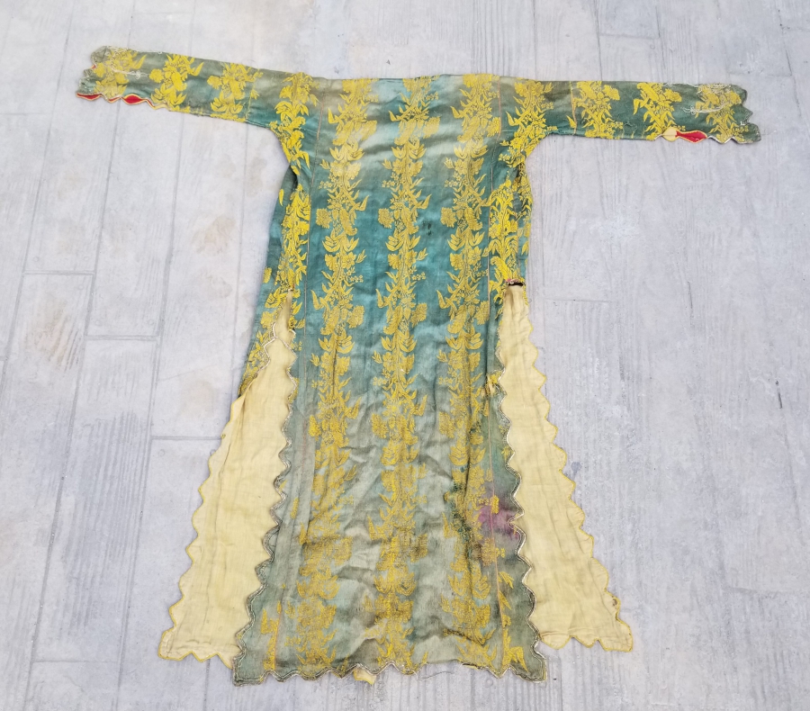 OSMANLI DÖNEMİ İPEK ELMASİYE HEREKE DOKUMASI GELİN ÜÇETEĞİ