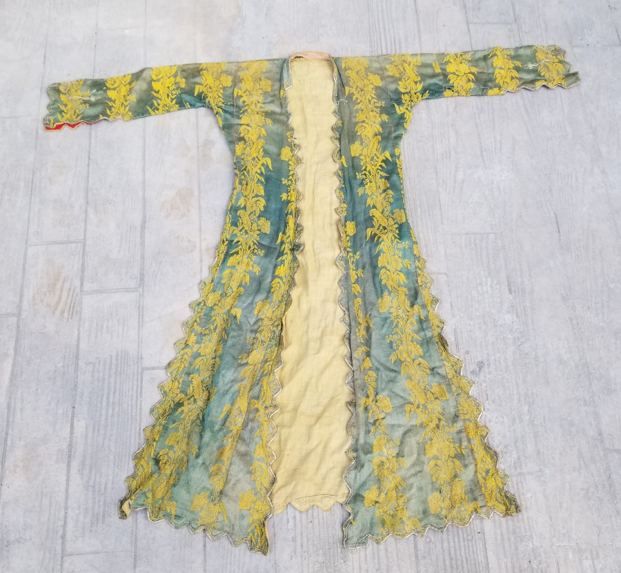 OSMANLI DÖNEMİ İPEK ELMASİYE HEREKE DOKUMASI GELİN ÜÇETEĞİ