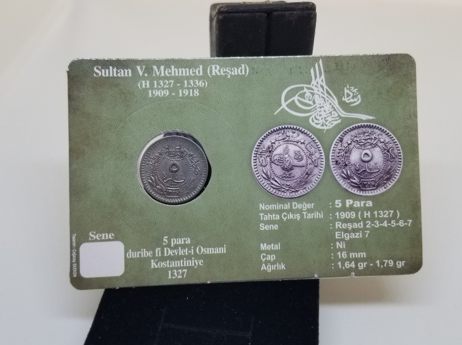 MEHMET REŞAT HAN DÖNEMİ KOLEKSİYONLUK NİKEL 5 PARA