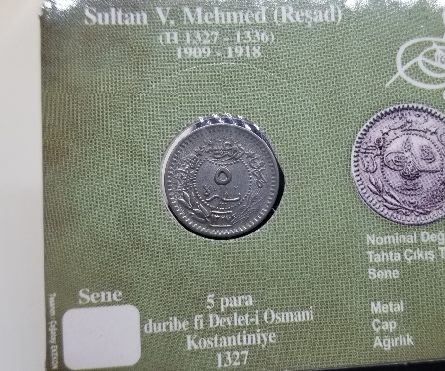 MEHMET REŞAT HAN DÖNEMİ KOLEKSİYONLUK NİKEL 5 PARA