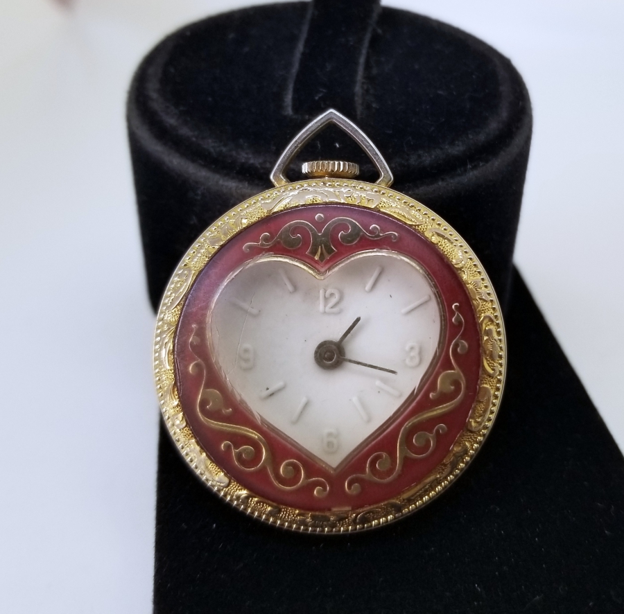 KALP FORMLU ALTIN KAPLAMA ANTİKA KOLYE SAAT