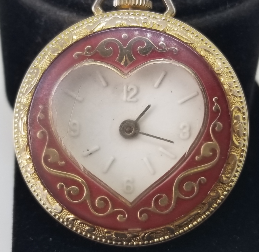 KALP FORMLU ALTIN KAPLAMA ANTİKA KOLYE SAAT